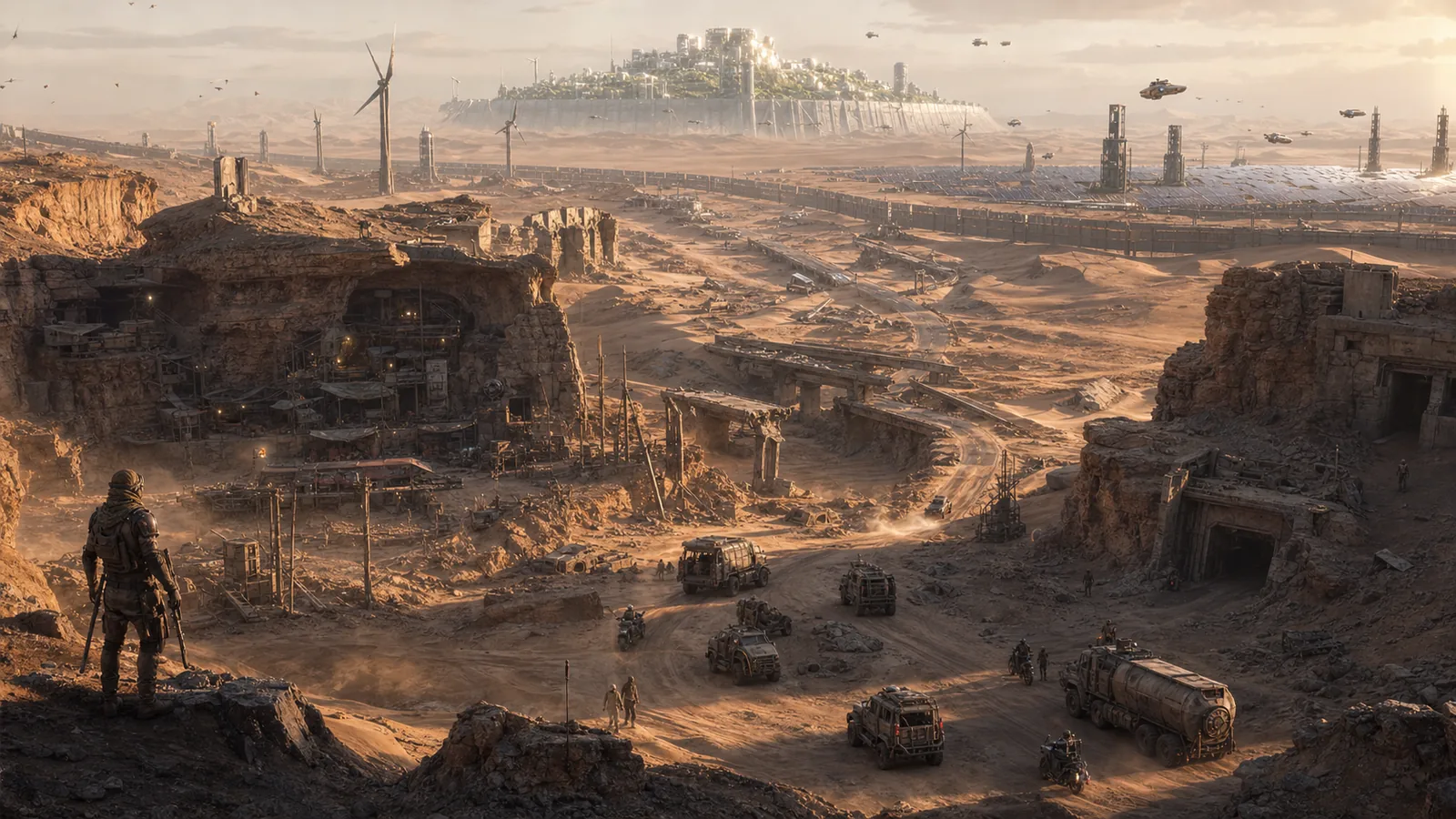 Concept art of the Wasteland Outskirts beyond the Lift Gates.